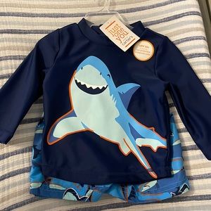 Carter’s long sleeve shark swim top and shorts